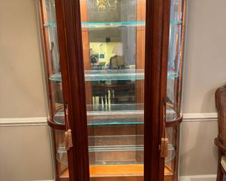 Pulaski Curved Glass Hardwood Display / Curio Cabinet with Light (14"D x 80"H x 46"W)