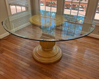 Bernhardt Glass Top Pedestal Dining Table (56"D x 29-1/2"H)