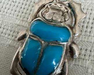 Sterling Silver with Turquoise Beetle Pendant