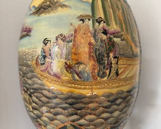 Vintage Satsuma Style Decorative Hand-Painted Egg (18" Tall)