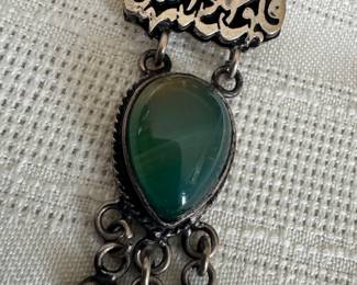 Sterling Silver with Agate Islamic Pendant