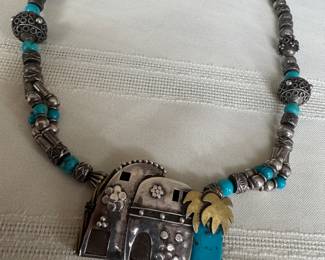 Sterling Silver & Turquoise Pendant with Necklace