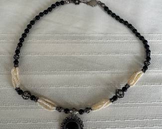 Sterling Silver with Black Onyx Pendant Necklace