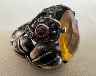 Sterling Silver & Yellow Citrine Ring