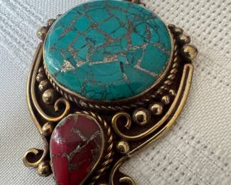 Sterling Silver with Turquoise Pendant