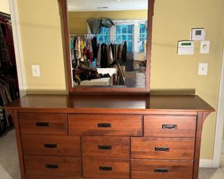 Nadeau 9 Drawer Dresser (19-1/2"D x 73"W x 34-1/2"H) with Mirror (35"W x 43-1/2"H x 1"D)