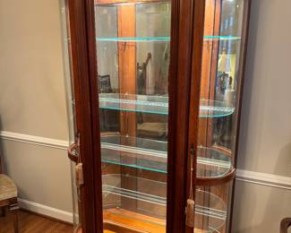 Pulaski Curved Glass Hardwood Display / Curio Cabinet with Light (14"D x 80"H x 46"W)