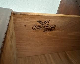 American of Martinsville maker of great chest and dresser, excellent quality with oak used on all inside drawers