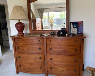 Broyhill double bow front dresser with mirror, matching chest and nightstand available 