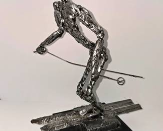 Snow Skier Modern Brutalist Sculpture