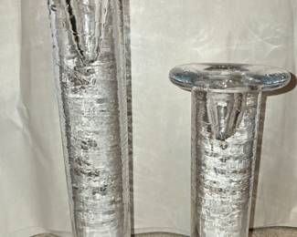 Kosta Boda pair of bubble crystal candlesticks