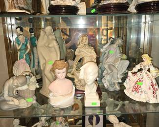 Llardo (left), Windswept Bust (center), Lladro boy with tambourine (back right)