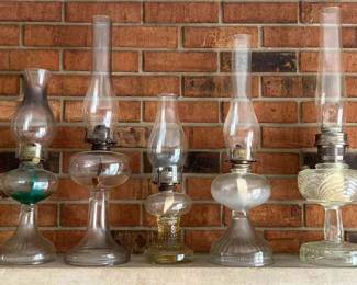 5 Vintage Hurricane Oil Lamps
