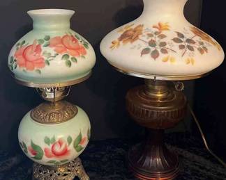 2 Vintage Handpainted Ornate Lamps