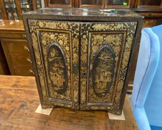 Antique chinoiserie jewelry cabinet
