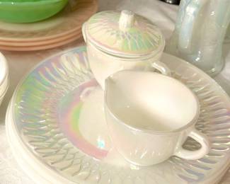 Vintage Federal Glass company opalescent plates and cups