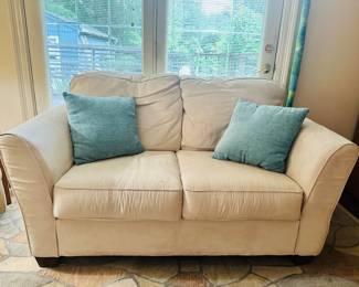 Cream Microfiber Love Seat