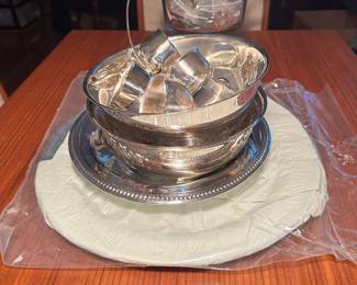 Silver Plate Punch Bowl, Serving Tray, Etc.