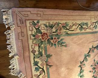Wool Area Rug, Pink Floral