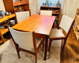 Scandinavian Woodwork Co. MCM Hideaway Table (Comfortably seats 8) Plus 4 Chairs