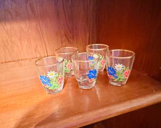 Hand Painted Gold Rimmed Shot Glasses