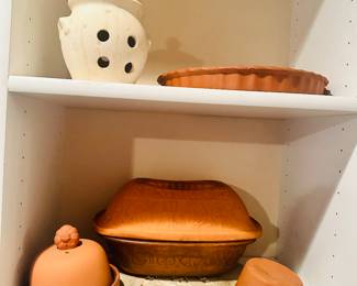 Vintage W German Schlemmertopf Clay Bread Dish, Garlic Dishes, etc.