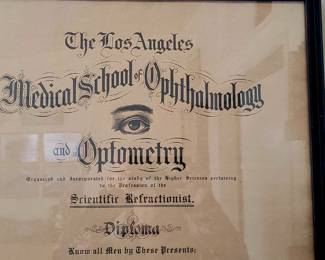 1920s Optometry diploma