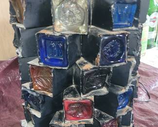 Felipe Delfinger for Feders 1970s caged glass swag lamp