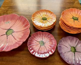 Pansy pattern serving dish and salad plates from Clay Art Flower Market 