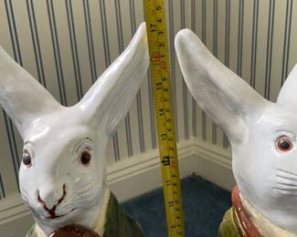 Antique French Faience Majolica Bavent Bunny Rabbits