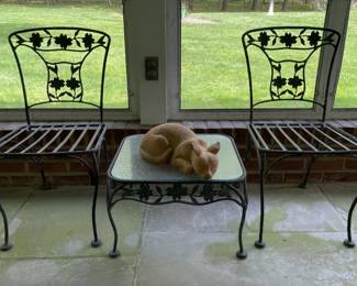 Wrought Iron Patio chairs and side table 