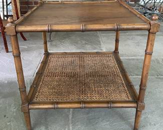 Vintage Baker Furniture Faux Bamboo Cane End Table