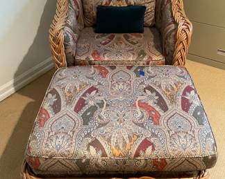 Rattan chair and ottoman 