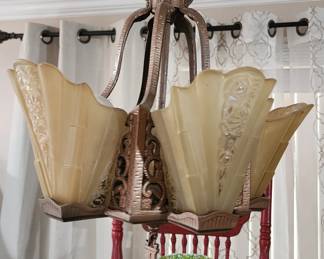 Vintage light fixture with slipper shades