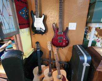 Guitars (acoustic and electric) Small amplifier 