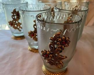 vintage cocktail glasses with metal