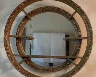 round ornate wall shelf mirror