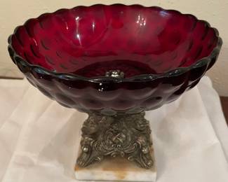 ruby red "Boopie"  bowl on marble base