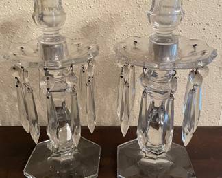 glass candlesticks with prisms
