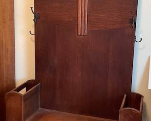 English Art Deco hall stand (has original tin drip pans)