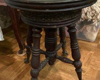 Victorian piano stool with glass ball feet