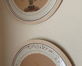 pair antique round flower prints