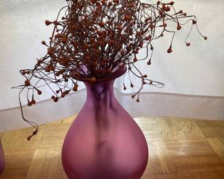 plum glass vase with "My Favorite Martian" flowers