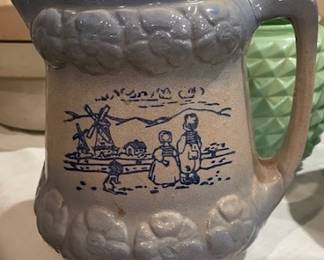 blue & white salt glazed delft pitcher