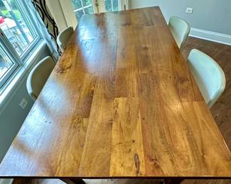 Crate and Barrel Dining Table and 4 Modern Off-white Chairs with Matching Bench (Not Shown)