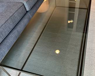 Room and Board Coffee Table in Glass and Metal Frame