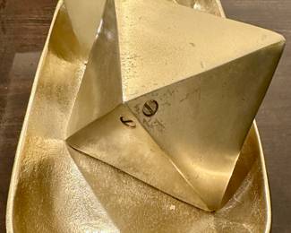 Gold Tray with Octagon Art Pieces