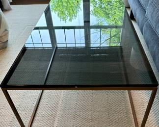 Room and Board Coffee Table in Glass and Metal Frame