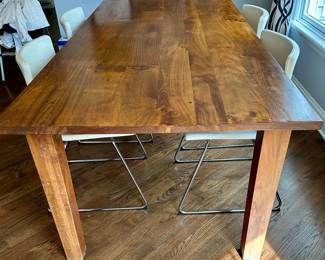 Crate and Barrel Dining Table and 4 Modern Off-white Chairs with Matching Bench (Not Shown)