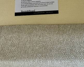 Room and Board Sectional in Neutral Herringbone Fabric. (Note: Round Coffee Table NFS)